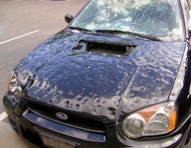 Image result for hail damaged cars